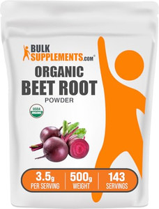 BulkSupplements.com Organic Beet Root Powder - Superfood Supplement, Beet Root Supplements - Vegan & Gluten Free, 3.5g per Serving, 500g (1.1 lbs) (P