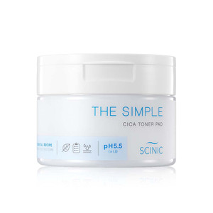 SCINIC The Simple Cica Toner Pad 60 Pcs | Vegan-certified Cotton Fabric | Mild Peeling Without Irritation | Gentle Ph 5.5 PHA Peeing | 100% Vegan | K