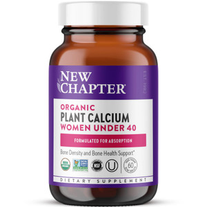 New Chapter Calcium Supplement  Organic Plant Calcium for Women Under 40, with Vitamin D3 for Absorption + Vitamin K2 + Magnesium, Vegetarian, Glute