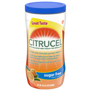 CITRUCEL Sugar Free Fiber Powder for Occasional Constipation Relief, Methylcellulose Fiber Powder, Orange Flavor - 16.9 Ounces