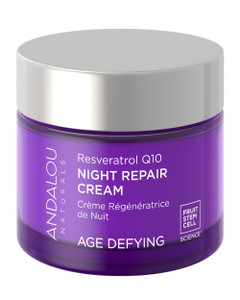 Andalou Naturals Age Defying Resveratrol Q10 Night Repair Cream - Anti-Wrinkle Moisturizer to Hydrate & Smooth - CoQ10 & Resveratrol for Dry Skin - 1