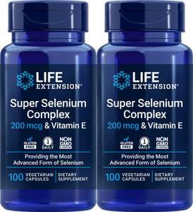 Life Extension Super Selenium Complex 200 mcg & Vitamin E, 100 Veg Caps (Pack of 2)