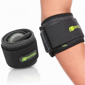 SENTEQ Black Tennis Elbow Brace: Arm Band for Tennis Elbow, Golfer Elbow and Forearm Support, Neoprene Wraps and Strap, Braces for Men and Women