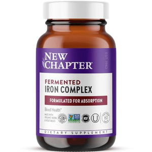 New Chapter Iron Supplement, Whole-Food Fermented Iron Complex Made with Organic Vegetables & Herbs + One Daily Non-Constipating Dose- 60ct, 2 Month