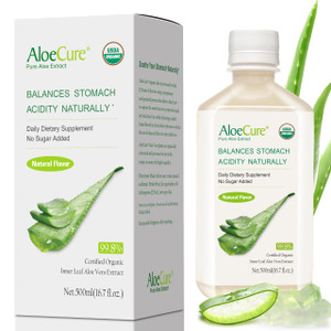 AloeCure USDA Organic Aloe Vera Juice Made Within 12 Hrs of Harvest - Pure Aloe Juice Natural Digestive Supplement to Support Digestion, Immune Syste