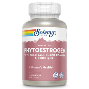 SOLARAY PhytoEstrogen Menopause Supplements - Wild Yam, Black Cohosh, and Dong Quai Estrogen Pills for Women's Health - Vegan, Lab Verified, 60-Day G