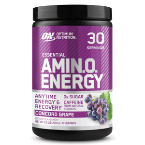 Optimum Nutrition Amino Energy - Pre Workout with Green Tea, BCAA, Amino Acids, Keto Friendly, Green Coffee Extract, Energy Powder - Concord Grape, 3