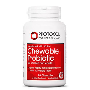 PROTOCOL FOR LIFE BALANCE Chewable Probiotic - 2 Billion CFU - Digestive Health & Immune System Support - Xylitol & Sorbitol - Lactobacillus Rhamnosu