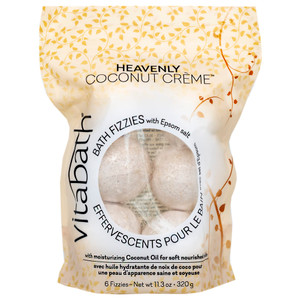 Vitabath Heavenly Coconut Crème Bath Fizzies with Epsom Salt Relax Nourish Unwind Body & Mind Calming Aromatherapy for Muscle Soreness & Reviving Ski