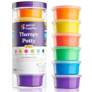 Special Supplies Therapy Putty for Kids and Adults - Resistive Hand Exercise Stress Relief Therapy Putty Kit, Set of 6 Strengths, 3 Ounces of Each Pu