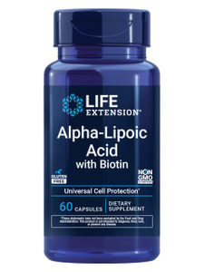 Life Extension Alpha-Lipoic Acid with Biotin, for Cell Protection, Universal antioxidant for Liver & Nerve Health, Gluten-Free, Non-GMO, 60 Capsules