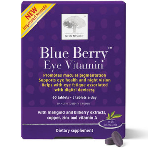 NEW NORDIC Blue Berry Eye Vitamin Lutein Supplement with Zinc, Supports Macular Pigmentation, Eye & Vision Function, 60 Tablets (Pack of 1)