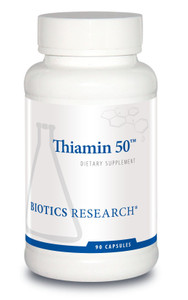 Biotics Research Thiamin 50  High Potency Vitamin B1, 50 mg, Energy Production, Metabolic Support, Cardiovascular Health, Brain Health. 90 Capsules