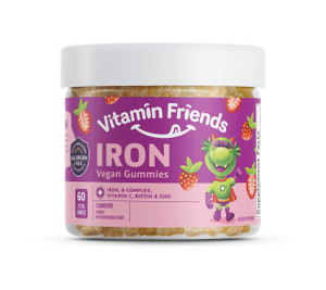 Vitamin Friends - Vegan Multivitamin & Iron for Kids - Daily Nutritional Support Gummies w/Ferrous Fumarate B-Complex, Vitamin C, Zinc, Biotin - Body