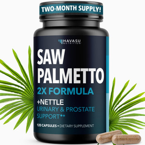 Saw Palmetto with Stinging Nettle Capsules - 2X Prostate Support Supplement for Mens Health - 120 Count - DHT Blocker for Urinary Tract Function and