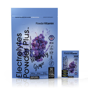 PowderVitamin Electrolytes Powder Plus, Keto, Blueberry Grape, Zero Sugar, 1000mg Potassium, 120mg Calcium, 120mg Magnesium, Non-GMO, Zero Calories,