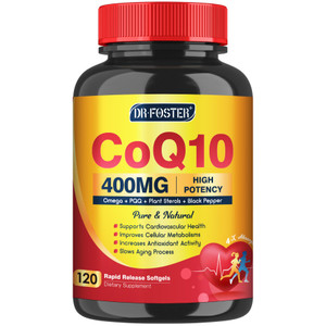 CoQ10 400mg SoftGels COQ10 - CQ10 Coenzyme Q10 Supplement, Plus PQQ, Omega 3, and Vitamin E, for Heart and Cellular Energy, 120 Servings