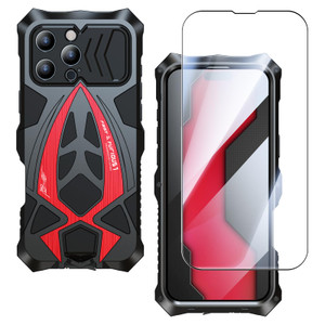 KumWum Armor Phone Case for iPhone 16 Pro Max Military Grade Cover 360 Full Protection Heavy Duty Hybrid Metal Bumper Built-in Silicone Shockproof wi