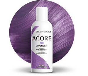 Adore Semi Permanent Hair Color - Vegan and Cruelty-Free Hair Dye - 4 Fl Oz - 090 Lavender (Pack of 3)