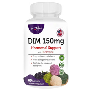 Aamatec Life Womens DIM Complex 150mg - Bioperine Estrogen Balancing Pills for Menopause & Hot Flashes Relief Support Hormonal Acne Powerful Supplem