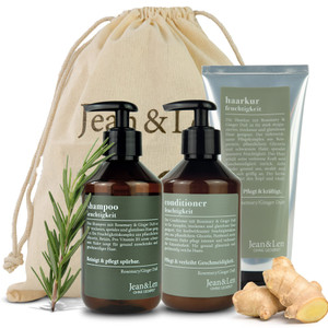 Hair care Set Rosemary Ginger by Jean&Len, Contains Shampoo, Conditioner + Treatment for bright & healthy hair, with natural ingredients, vegan, 5 Fl