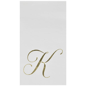 Gift Boutique 100 Gold Monogram Guest Napkins Letter K Disposable Paper Hand Towels Metallic Foil for Bathroom Powder Room Wedding Baby Shower Party