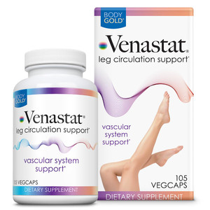 Body Gold Venastat - Leg Vein Support Supplements, Circulation Supplements with Horse Chestnut & Diosmin for Men & Women, Healthy Blood Flow - 105 Ve