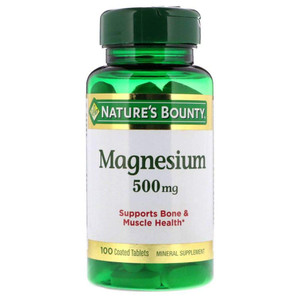 Nature's Bounty Magnesium, 500 mg Coated Tablets, Mineral Supplement, Supports Bone and Muscle Health, Gluten Free, Vegetarian, 100 Count (Pack of 3)