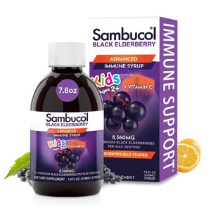 Sambucol Black Elderberry Syrup for Kids - Elderberry Liquid with Vitamin C for Kids, No Artificial Flavors, High Antioxidants, Daily Wellness Suppor