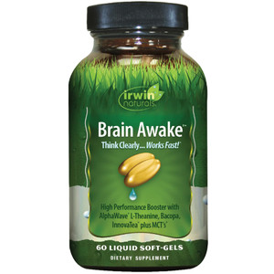 Irwin Naturals Brain Awake Enhanced Mental Performance, Increased Focus, Boost Clarity & Concentration - Powerful Nootropic Booster with L-Theanine,