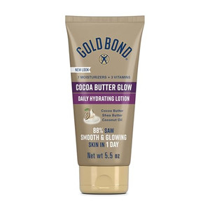 Gold Bond Cocoa Butter Glow Daily Hydrating Lotion with Shea Butter, Cocoa Butter & Coconut Oil, Exfoliating Moisturizer for Dry Skin, 5.5 oz.