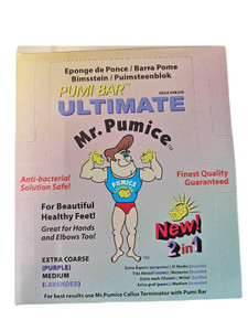 Mr. Pumice Ultimate PUMI Bar: 2-in-1 Dual-Grit (Medium + Coarse) Callus Remover, Pedicure Stone & Ped File Scrubber for Smooth Feet and Heels, (12-Co