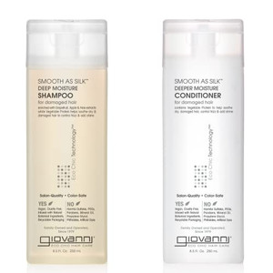 GIOVANNI HAIR CARE PRODUCTS Giovanni Smooth as Silk Deeper Moisture Shampoo & Conditioner Set, 8.5 Oz. Calms Frizz, Detangles, Wash & Go, Co Wash, No