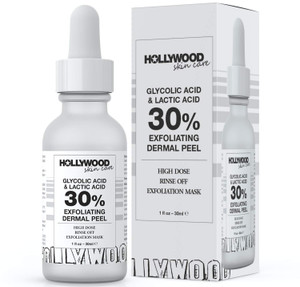HOLLYWOOD Glycolic Acid Professional Chemical Peel for Face at Home - Intense Alpha Hydroxy Acid Skin Peel For Acne Scars, Collagen Boost, Wrinkles,