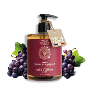 Panier des Sens - Moisturizing Hand Soap - Grape Fragrance - French Traditional Savon de Marseille Soap with Coconut Oil - Refillable Kitchen & Bathr
