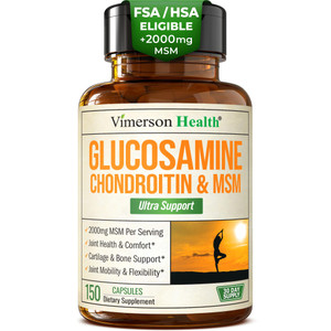 Glucosamine Chondroitin MSM Supplement  3-in-1 Joint Supplements for Men and Women w/Glucosamine Sulfate 1500mg, Chondroitin Sulfate 1200mg & MSM 20