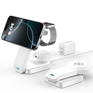 3 in 1 Wireless Charging Station Compatible with Apple,Foldable Magnetic Wireless Charger for iPhone 17/16/15/14/13/12,Apple Watch Series 11/Ultra 3/