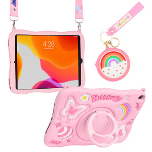 Beszeith Kids Silicone Case for iPad mini 7 (A17 Pro, 2024), iPad mini 6th Generation (8.3 inch, 2021) - Cute Butterfly Design with Adjustable Strap