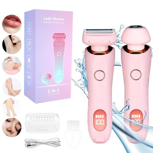 Bikini Trimmer for Women, 2 in 1 Electric Shaver for Women, Female Electric Razor, Wet & Dry for Leg Arm Underarm Bikini Area