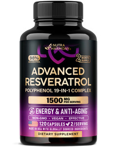 Resveratrol Supplement - 19-in-1 Organic Polyphenol Complex - Noni Extract | Berberine | Quercetin | Apple Cider Vinegar | Acai - Made in USA - Antio