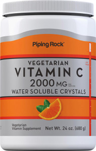 Piping Rock Vitamin C Powder | 24 oz | 2000mg | Water Soluble Crystals | as Ascorbic Acid | Vegetarian, Non-GMO, Gluten Free Supplement