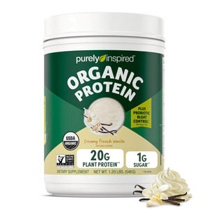 Purely Inspired Plant-Based Protein Powder for Men & Women, Creamy French Vanilla (16 Servings) - Vegan & Organic - 20g of Pea Protein Powder for Smo