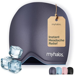 MyHalos® Migraine Relief Cap,30% Thicker,2X More Cooling Gel -Stays Colder for Longer, Ice Hat, Ice Pack Head Wrap, Cold Headaches & Migraine Mask -