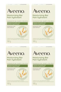 Aveeno Gentle Moisturizing Bar Facial Cleanser with Nourishing Oat for Dry Skin, Fragrance-free, Dye-Free, & Soap-Free, 3.5 oz (Pack of 4)