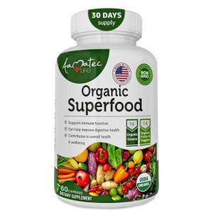 AAMATEC LIFE Organic Superfood Greens Fruits and Veggies Complex - Dietary Supplement with 14 Greens and 14 Fruits & Vegetables with Alfalfa Rich in