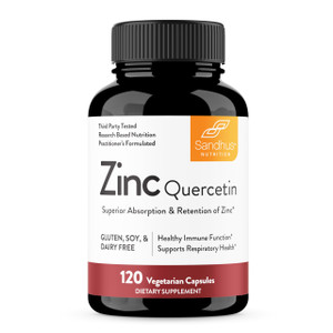 Sandhu's Zinc Quercetin 120 Vegetarian Capsules (Pack of 1) | High Absorption Zink Supplements for Immunity and Seasonal Allergy | Antioxidant Immune