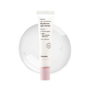 Hanskin Hyaluron Eye Serum  Korean Hydrating Eye Care | 4 Types of Hyaluronic Acid & Cooling Metal Applicator | De-Puffing, Smoothing & Brightening