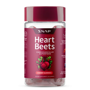 Snap Supplements Heart Beets Organic Beet Root Gummies, Cardiovascular Support Supplement for Men & Women, Pomegranate, Red Spinach, Heart Health & C