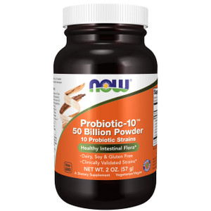 NOW Supplements, Probiotic-10 Powder, 50 Billion, with 10 Probiotic Strains, Strain Verified, 2-Ounce