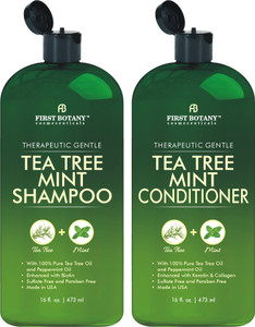 First Botany Tea Tree Mint Shampoo & Conditioner for Men & Women - Pure Tea Tree & Peppermint Oil - Fights Hair Loss, Dandruff, Lice & Itchy Scalp, P